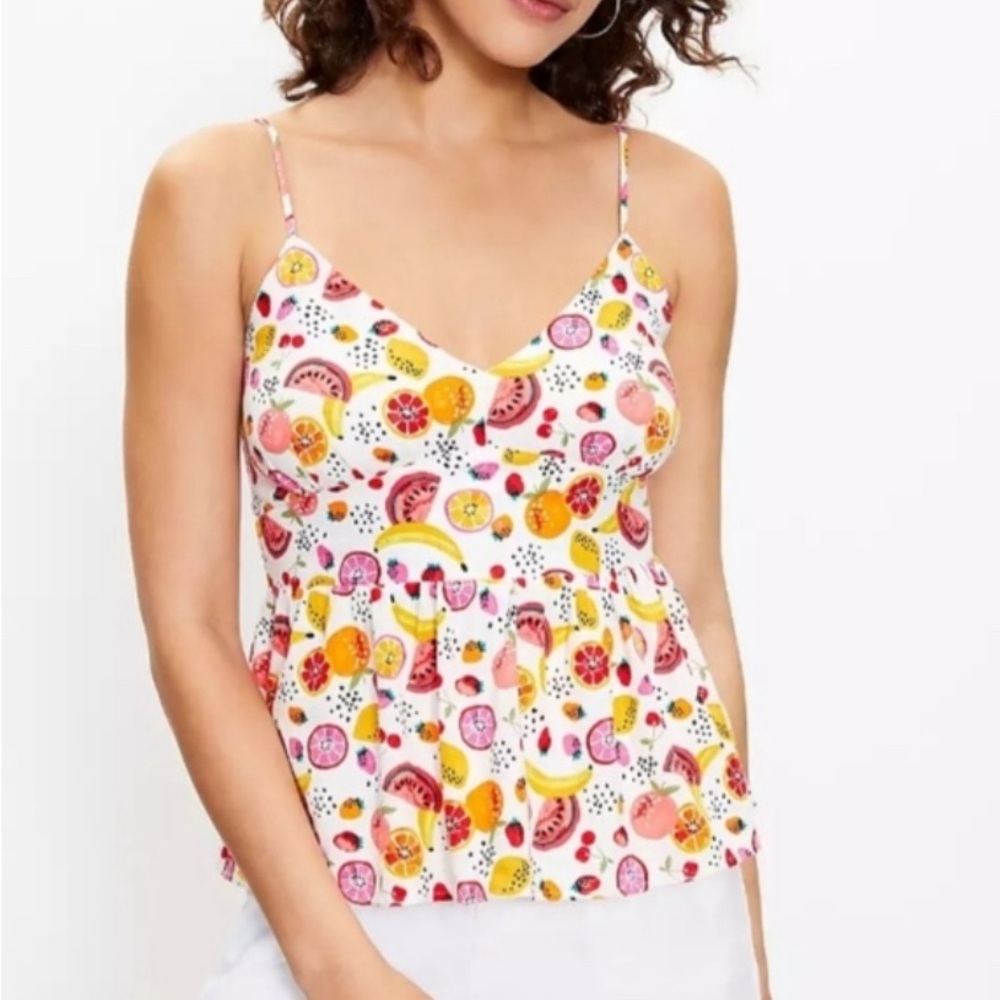 LOFT Fruit salad peplum cami-NWOT